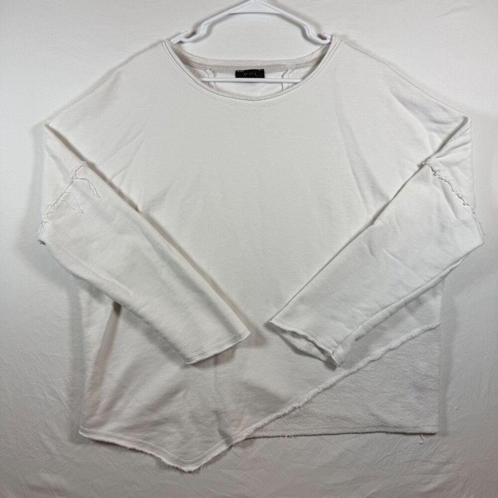 ALALA Cropped Raw Hem Asymmetric Sweatshirt Size XL